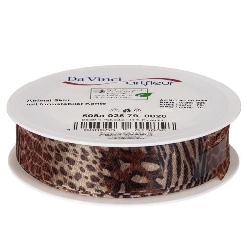 Decorative ribbon, animal print, leopard pattern, gift ribbon, 25mm wide, 20m long | Floristik24.ie