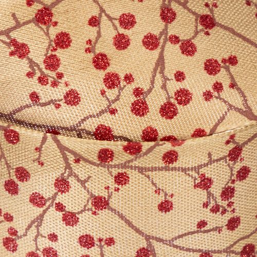 Decorative ribbon branches with red glitter berries, 40mm x 15m | Floristik24.ie