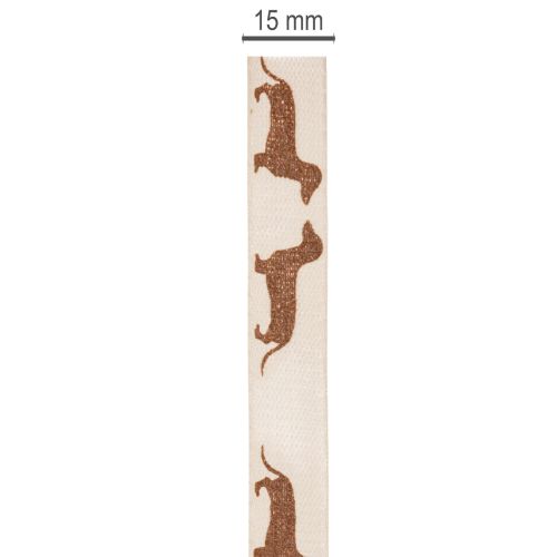 Gift ribbon with dachshund dog motif for DIY and crafts, 15mm x 18m | Floristik24.ie