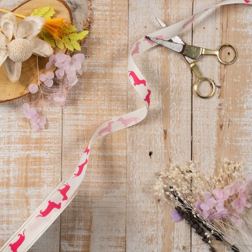 Decorative ribbon with dachshund motif, gift ribbon, 15mm wide, 18m long | Floristik24.ie