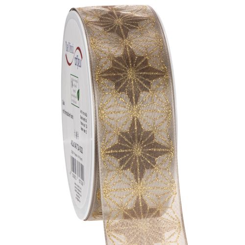 Decorative ribbon with stars, gift ribbon with dimensionally stable edge, 40mm wide, 20m long