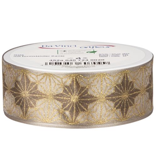 Decorative ribbon with stars, gift ribbon with dimensionally stable edge, 40mm wide, 20m long | Floristik24.ie