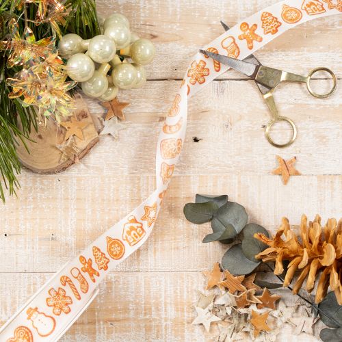 Gift ribbon with gingerbread figures. Festive ribbon for Christmas gifts. 25mm x 18m. | Floristik24.ie