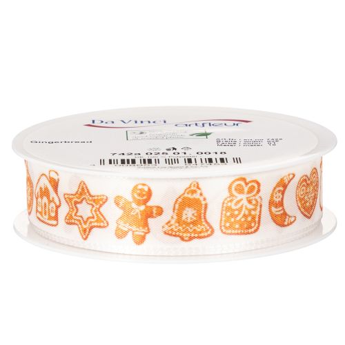 Gift ribbon with gingerbread figures. Festive ribbon for Christmas gifts. 25mm x 18m. | Floristik24.ie