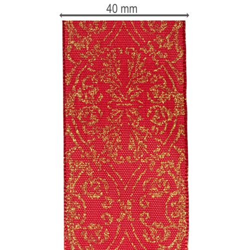 Gift ribbon with festive pattern for crafting and decorating, 40mm x 15m | Floristik24.ie