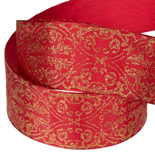 Gift ribbon with festive pattern for crafting and decorating, 40mm x 15m | Floristik24.ie