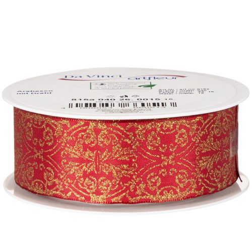 Gift ribbon with festive pattern for crafting and decorating, 40mm x 15m | Floristik24.ie
