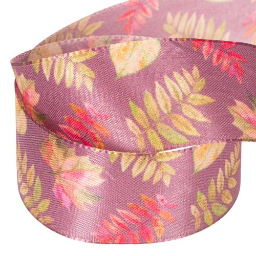 Decorative ribbon with autumn leaf motif, 40mm wide, 15m long | Floristik24.ie