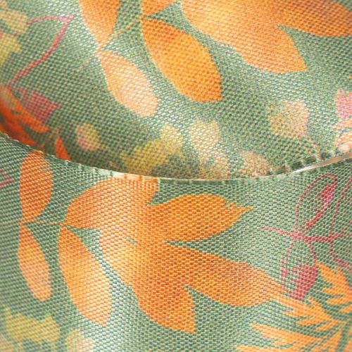Decorative ribbon with leaf motif, autumn decoration, 40mm x 15m | Floristik24.ie