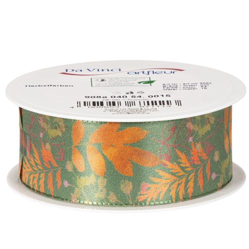 Decorative ribbon with leaf motif, autumn decoration, 40mm x 15m | Floristik24.ie