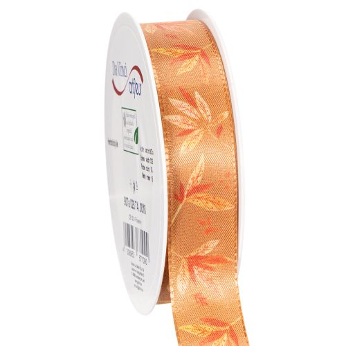 Gift ribbon autumn with leaves for creative packaging 25mm 18m