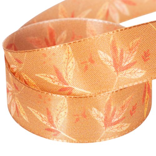 Gift ribbon autumn with leaves for creative packaging 25mm 18m | Floristik24.ie