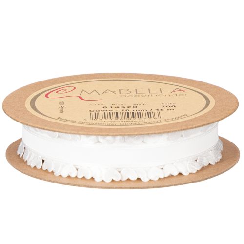 Decorative white ribbon with hearts for creative craft ideas, 20mm x 15m | Floristik24.ie