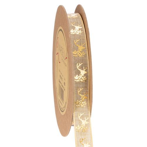 Decorative ribbon, deer design, Christmas ribbon, 15mm x 15m buy online | Floristik24.ie