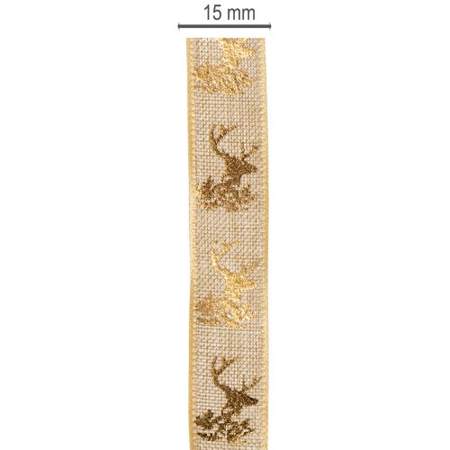 Decorative ribbon, deer design, Christmas ribbon, 15mm x 15m | Floristik24.ie