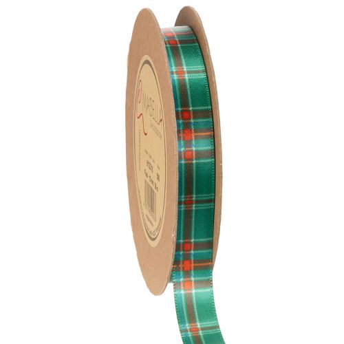 Checkered gift ribbon for Christmas gifts, 15mm x 20m