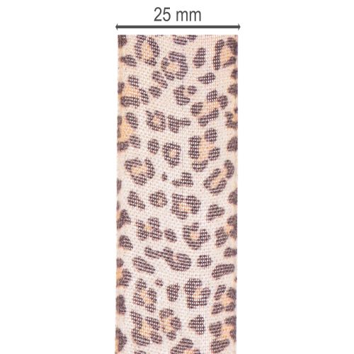 Gift ribbon with animal print leopard, 25mm wide, 18m long | Floristik24.ie