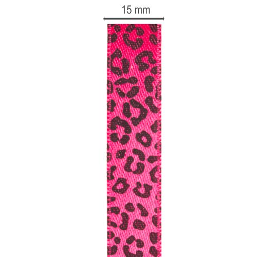 Decorative ribbon with leopard print, pink, 15mm x 18m | Floristik24.ie