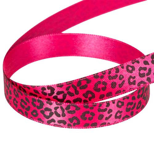 Decorative ribbon with leopard print, pink, 15mm x 18m | Floristik24.ie