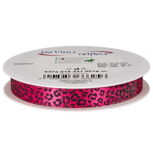 Decorative ribbon with leopard print, pink, 15mm x 18m | Floristik24.ie