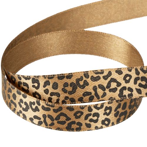 Product Ribbon Leopard Print Silk Ribbon Brown Black 15mm 18m