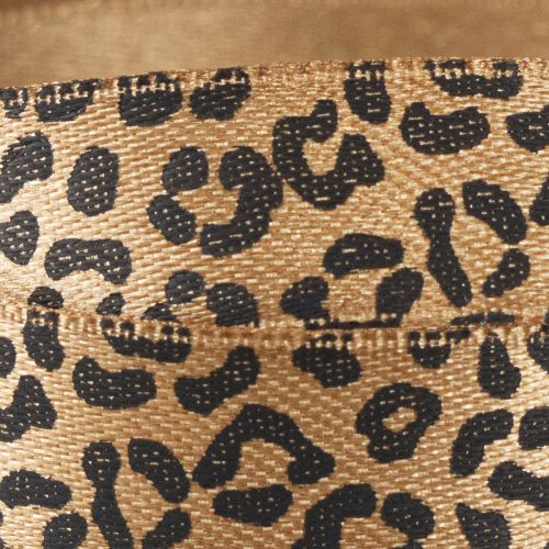 Product Ribbon Leopard Print Silk Ribbon Brown Black 15mm 18m