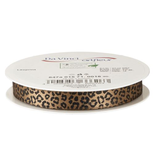 Ribbon Leopard Print Silk Ribbon Brown Black 15mm 18m | Floristik24.ie