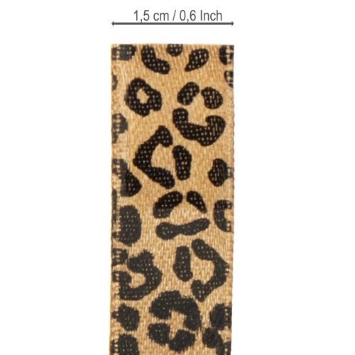 Product Ribbon Leopard Print Silk Ribbon Brown Black 15mm 18m