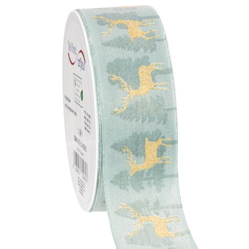 Gift ribbon with reindeer and Christmas trees, 40mm x 18m