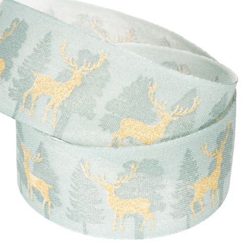 Gift ribbon with reindeer and Christmas trees, 40mm x 18m | Floristik24.ie