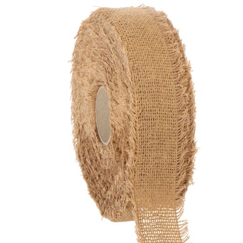Decorative cotton ribbon, rustic style, with fringe, 40 mm, 30 m buy online | Floristik24.ie