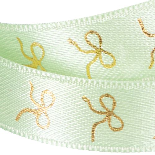 Decorative ribbon with gold bows on a roll, 15mm wide, 18m long | Floristik24.ie