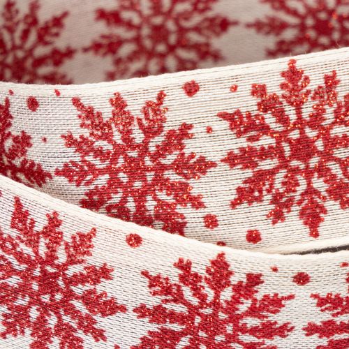 Decorative ribbon with snowflakes, gift wrapping, winter, 25mm x 20m | Floristik24.ie