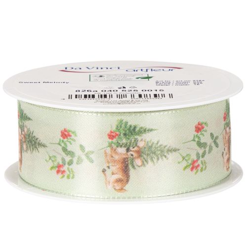 Decorative ribbon with deer motif, forest and flowers, 40mm x 15m | Floristik24.ie