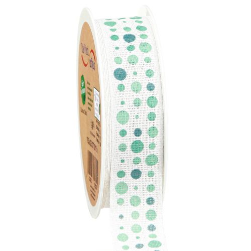 Ribbon Turquoise Dots Maritime Cotton Ribbon 25mm 18m