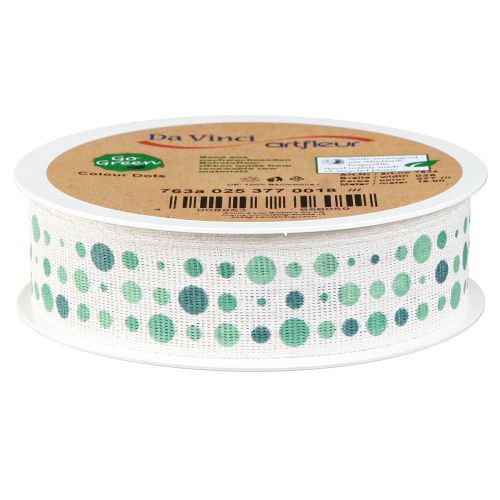 Product Ribbon Turquoise Dots Maritime Cotton Ribbon 25mm 18m