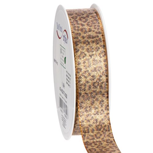 Leopard print gift ribbon for creative decoration and floristry, 25mm x 20m