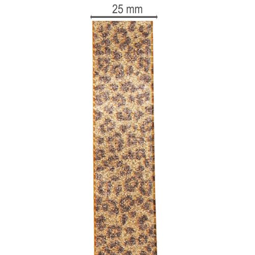 Leopard print gift ribbon for creative decoration and floristry, 25mm x 20m | Floristik24.ie