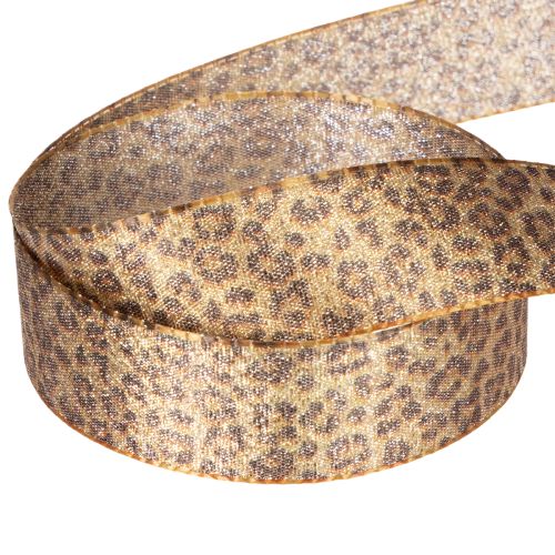 Leopard print gift ribbon for creative decoration and floristry, 25mm x 20m | Floristik24.ie