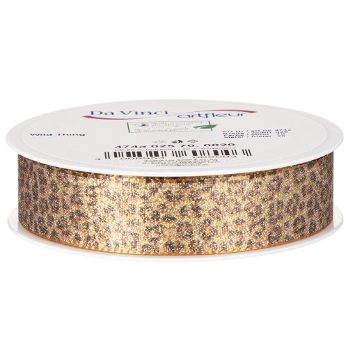 Leopard print gift ribbon for creative decoration and floristry, 25mm x 20m | Floristik24.ie