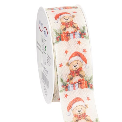 Gift ribbon bear with Santa hat and gifts 40mm 15m