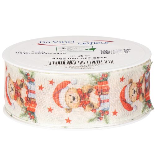 Gift ribbon bear with Santa hat and gifts 40mm 15m | Floristik24.ie