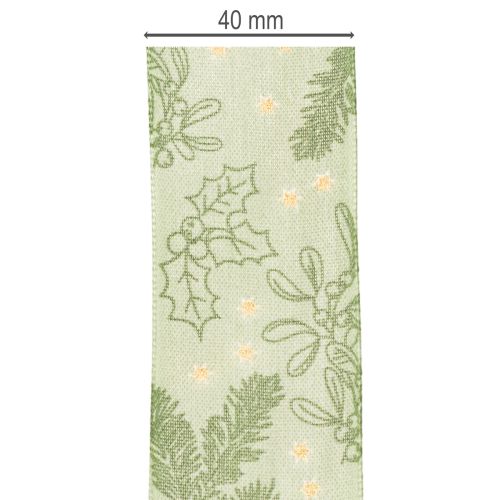 Gift ribbon holly and mistletoe 40mm 15m | Floristik24.ie