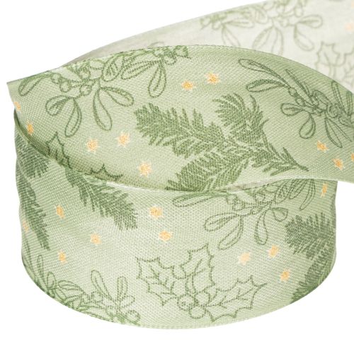 Gift ribbon holly and mistletoe 40mm 15m | Floristik24.ie