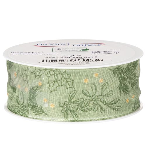 Gift ribbon holly and mistletoe 40mm 15m | Floristik24.ie