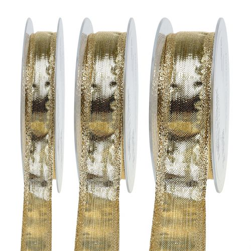 Ribbon with wire edge gold 25m