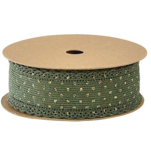 Product Gift ribbon green ribbon dots and lace 38mm 10mm