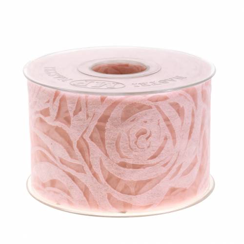 Floristik24 Deco ribbon roses wide pink 63mm 20m