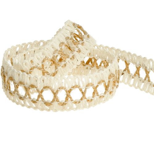 Product Jute ribbon decorative ribbon with loops cream natural 25mm 10m