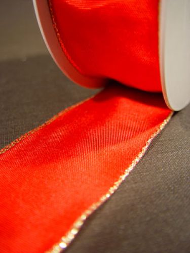 Product Gift ribbon with golden edge, 25m red